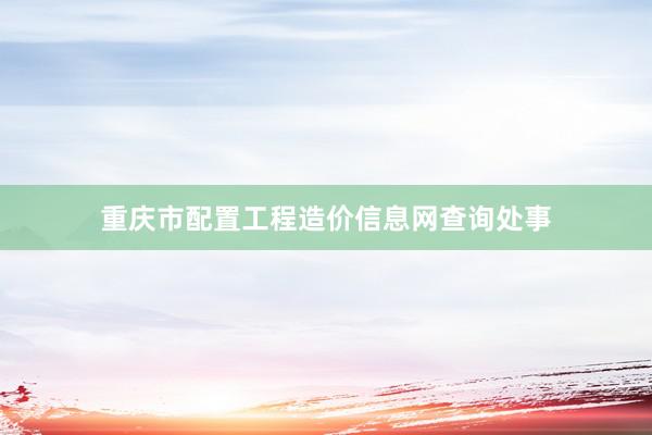 重庆市配置工程造价信息网查询处事