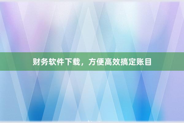 财务软件下载，方便高效搞定账目